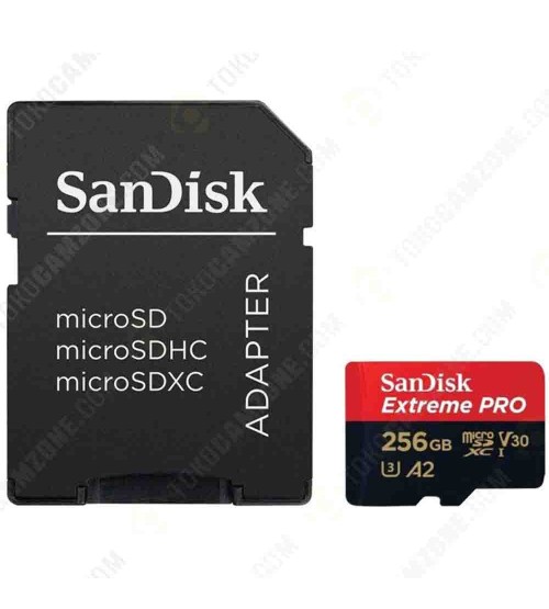 Sandisk Extreme Pro A2 MicroSDXC UHS-I Card Read 170MBs/Write 90MBs 256GB (With Adapter) 